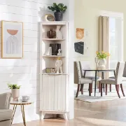 صورة خزانة حمام خشب طبيعي - برونز