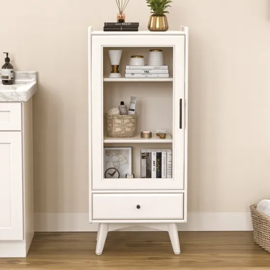 Picture of White Daquarius Freestanding Tower Accent Cabinet with Drawer