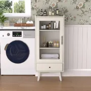 Picture of White Daquarius Freestanding Tower Accent Cabinet with Drawer