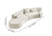 Picture of Modern White Curved Velvet Sectional Sofa 2 Piece 4-Seater Chaise with 3 Pillows