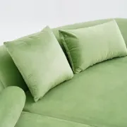 Picture of Modern White Curved Velvet Sectional Sofa 2 Piece 4-Seater Chaise with 3 Pillows