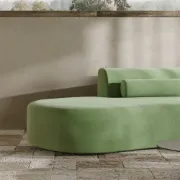 Picture of Modern White Curved Velvet Sectional Sofa 2 Piece 4-Seater Chaise with 3 Pillows