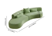 Picture of Modern White Curved Velvet Sectional Sofa 2 Piece 4-Seater Chaise with 3 Pillows