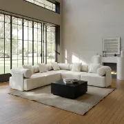 Picture of Modular White Velvet L-Shape Sectional Sofa