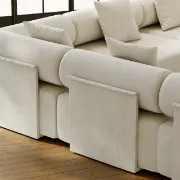 Picture of Modular White Velvet L-Shape Sectional Sofa