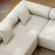 Picture of Modular White Velvet L-Shape Sectional Sofa