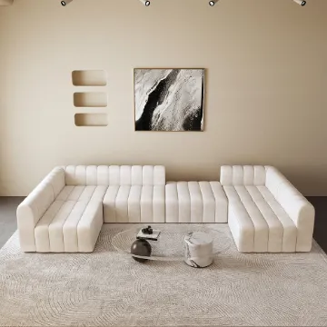 Show details for Loria Modular 6-Seater Pit Sectional – Natural Wood Base Picture of Loria Modular 6-Seater Pit Sectional – Natural Wood Base