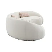 Picture of Modern Curved Upholstered Round Arms Sectional Sofa with 3 Pillows，Beige