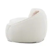 Picture of Modern Curved Upholstered Round Arms Sectional Sofa with 3 Pillows，Beige