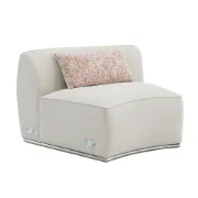 Picture of Modern Curved Upholstered Round Arms Sectional Sofa with 3 Pillows，Beige