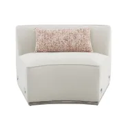 Picture of Modern Curved Upholstered Round Arms Sectional Sofa with 3 Pillows，Beige