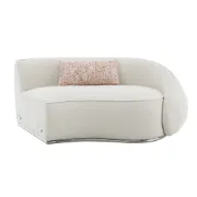 Picture of Modern Curved Upholstered Round Arms Sectional Sofa with 3 Pillows，Beige