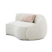Picture of Modern Curved Upholstered Round Arms Sectional Sofa with 3 Pillows，Beige
