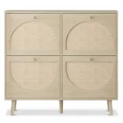 صورة وحدة تخزين الأحذية أوربيتال - خشب طبيعي مع راتان