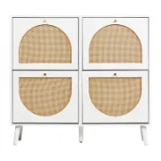 صورة وحدة تخزين الأحذية أوربيتال - خشب طبيعي مع راتان