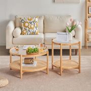Picture of Cravly Coffee table with glass top and rattan