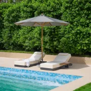 Picture of Lorigin Wooden Outdoor Lounger with side table - Natural wood