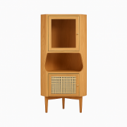 Picture of Hutch Natural Corner Cabinet 2-Door with Rattan