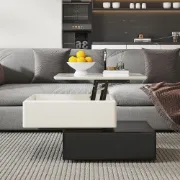 صورة طاولة القهوة إليفيا بسطح قابل للرفع – وظائف ذكية بتصميم من الخشب الطبيعي