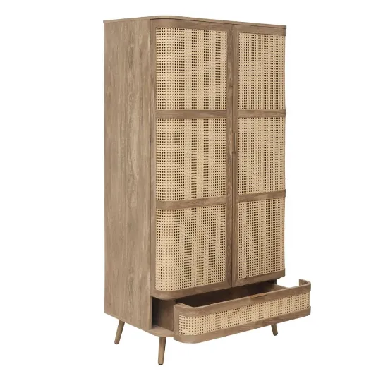 Picture of Arden – Curved Edge Rattan Wood Nightstand