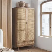 Picture of Arden – Curved Edge Rattan Wood Nightstand
