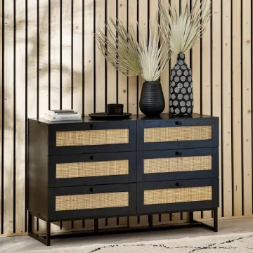 paden - A spacious 6-drawer chest in natural wood and rattan. paden - A spacious 6-drawer chest in natural wood and rattan.