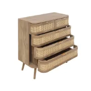Alina – Curved Edge Rattan Wood 5-Drawer Chest