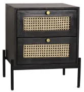 Kavira – Natural wood & Rattan 2-Drawer Bedside Table