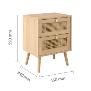 Picture of Soma – Rattan Wooden Nightstand with 2 Drawers