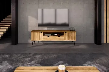 Show details for Liora – Ribbed Oak TV Stand Picture of Liora – Ribbed Oak TV Stand