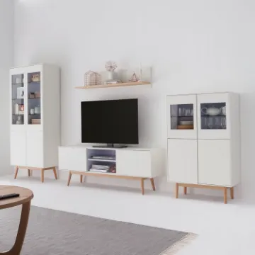 Show details for Olera – White & Wood Scandinavian TV Stand Picture of Olera – White & Wood Scandinavian TV Stand