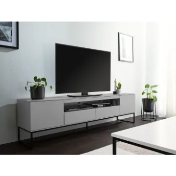Show details for Miro – Matte Grey Natural Wood TV unit with Metal Base Picture of Miro – Matte Grey Natural Wood TV unit with Metal Base