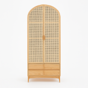 Picture of Japandi Woven Rattan Wardrobe with 2 Doors and 4 Drawers