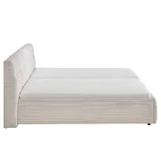 صورة زارا سرير من الخشب الطبيعي مبطن ومطرز