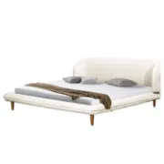 صورة سرير ليفينا بتنجيد وقاعدة من الخشب الطبيعي