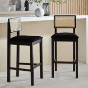 Picture of Rivano -Rattan Bar Dining Chair -Black Natural Wood Frame