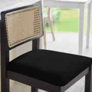 Picture of Rivano -Rattan Bar Dining Chair -Black Natural Wood Frame