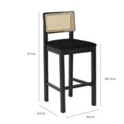 Picture of Rivano -Rattan Bar Dining Chair -Black Natural Wood Frame