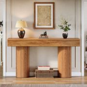 Picture of Avira SideTable – Natural Wood with Rounded Pillar Legs