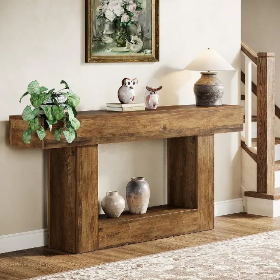 Picture of Eland Natural Wood Console Table – Rustic Shelving