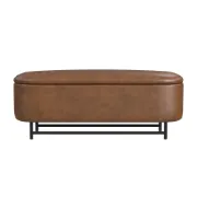 Picture of Ellipse Natural Wood Storage Bench – Rounded Design with Metal Base