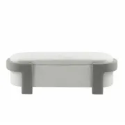 Picture of Eliza Natural Wood Upholstered Storage Bench – Curved Design