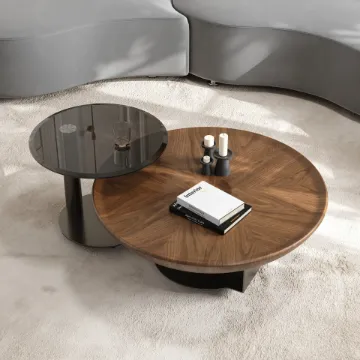 Show details for Orbita Natural Wood Coffee Table Set – Bowl Design with Glass Side Table Picture of Orbita Natural Wood Coffee Table Set – Bowl Design with Glass Side Table