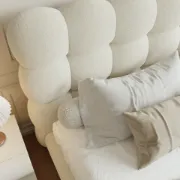 Picture of Cloudelle Natural Wood Upholstered Bed –  with Soft Curves