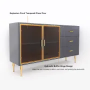 Picture of Glazino Bar Natural Wood Sideboard – Glass Doors & Gold Accents