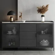 Picture of Caven Display Sideboard – Natural Wood with Glass Doors & Marble Top