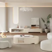 Picture of Arvia Extendable Natural Wood  TV Unit – Curved Minimal Design