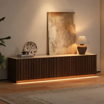 Show details for Lonteo Natural Wood TV Unit – with Stone Top Picture of Lonteo Natural Wood TV Unit – with Stone Top