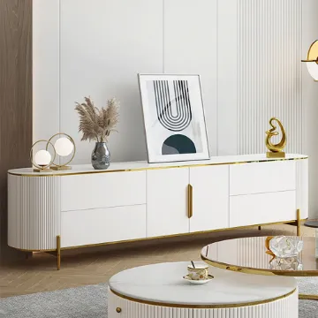 Show details for Clarva Curved TV Unit  β Gold Frame & Fluted Charm Picture of Clarva Curved TV Unit  β Gold Frame & Fluted Charm