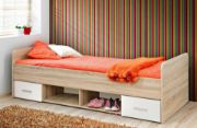 Picture of Vera – Natural Wood Single Bed with 2 Drawers and Open Storage Shelves